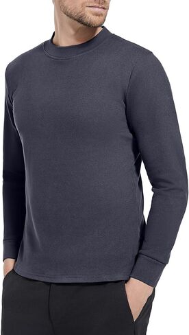 Mens Thermal Long Sleeve Shirt Lightweight Thermal Baselayer Crewneck Tops Winter Leisure Warm Underwear Top in Saudi Arabia