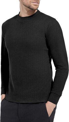Mens Thermal Long Sleeve Shirt Lightweight Thermal Baselayer Crewneck Tops Winter Leisure Warm Underwear Top in Saudi Arabia