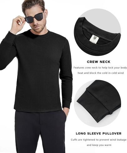 Mens Thermal Long Sleeve Shirt Lightweight Thermal Baselayer Crewneck Tops Winter Leisure Warm Underwear Top in Saudi Arabia