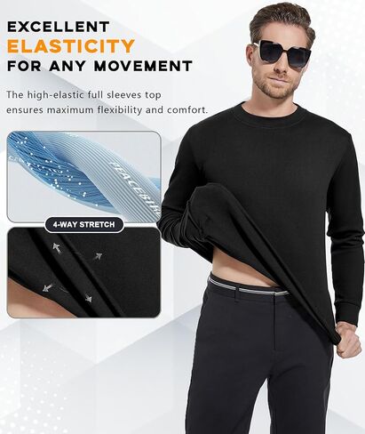 Mens Thermal Long Sleeve Shirt Lightweight Thermal Baselayer Crewneck Tops Winter Leisure Warm Underwear Top in Saudi Arabia