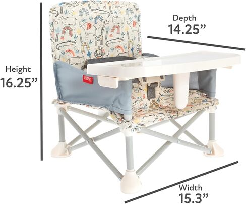 مقعد معزز قابل للطي من نوبي Easy Go Pop Up مع صينية قابلة للإزالة وحقيبة سفر - أرضية سفر ومقعد معزز للاستخدام الداخلي/الخارجي - أشرطة أمان قابلة للتعديل بثلاث نقاط - 6+ أشهر، سفاري in Kuwait
