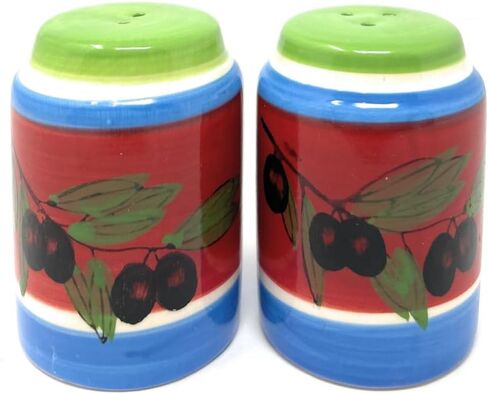 Ceramic Salt and Pepper Shakers Set Painted the Olive Branch, Elegant Design with Mediterranean Vibes, Creates a Classic and Chic look for Home Kitchens, Bistros, and Restaurants (White) in Saudi Arabia