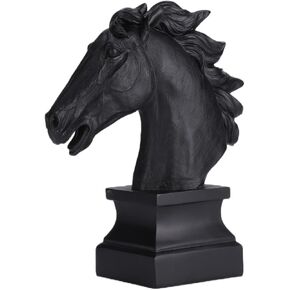 12"H Black Horse Head Statue Horses Sculpture Home Decor Large Resin Hand Painted Vivid Animal Collectible for Tabletop Office Decor & Equestrian Sports in Saudi Arabia