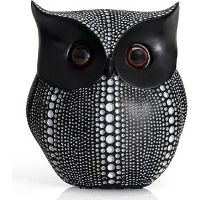 Ornativity Black Owl Statue Figurine - Animal Sculpture Home Decoration for Bedroom Living Room Kitchen Office Bathroom House Decor Figurines 6"