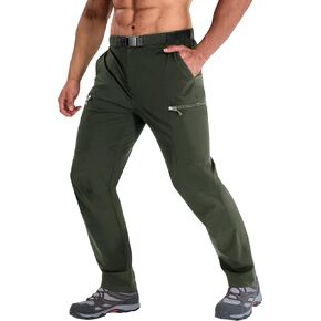 Haimont Men's Hiking Cargo Pants with Belt Water Resistant Quick Dry Lightweight Outdoor Travel Work Pants 5 Pockets