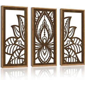 HPNIUB 3PCS Tropical Wall Decor, Rustic Palm Leaf Wooden Sign for Bathroom, Vintage Leaf Plant Hanging Wood Plaque Wall Art Nature Picture for Home Office Living Room Decoration(8x16Inch)