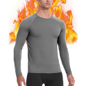 Roadbox Men's Thermal Compression Shirts, Long Sleeve Fleece Lined Undershirt, Cold Weather Workout Athletic Base Layer Top