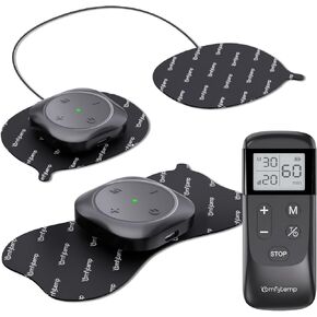 Comfytemp Wireless TENS Unit 30 Modes Muscle Stimulator for Pain Relief, 2 Packs Rechargeable TENS Machine with Remote, Pulse Muscle Stimulator for Back Shoulder Sciatica (4pads)
