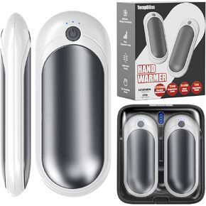 2 Pack Hand Warmers Rechargeable with Charging Case, Electric Portable Hot Hands Hand Warmers, Pocket-Sized Double Sides Heater, Winter/Outdoor/Indoor for Men Women