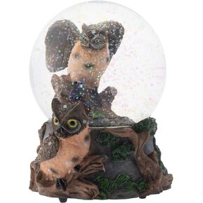 Elanze Designs Snowy White Owl 100MM Sturdy Wind Up Musical Glitter Water Snow Globe Tabletop Dresser Nightstand Figurine Decoration Plays Tune Fantasie Impromptu