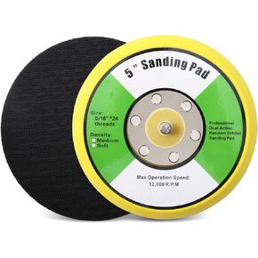 SHININGEYES 1Pcs 6in Hook and Loop Flexible Backing Pad, 6" Sanding Back Pad 5/16" 24 Thread for Air Orbital Sander and Pneumatic Polisher