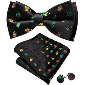 Barry.Wang Bow Ties for Men Paisley Floral Pre-tie Tuxedo Bowtie Set with Handkerchief Cufflinks Wedding Party