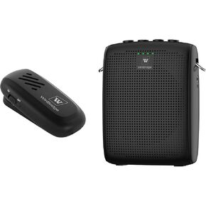 WinBridge Wireles Voice Amplifier with Bluetooth Lavalier Lapel Microphone for Teachers,Portable Speaker and Wireless Clip On Microphone System, Mini Megaphone Speaker Mic Set 15W)2600mAh WB005