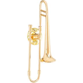 EASTROCK Trombone Brooch, Gold Plated 2.1Inch Trombone Pin, Fashion Lapel Brooch Pin with Instrument Case for Musical Gift Birthday Gift