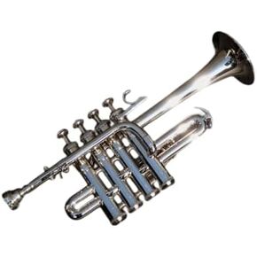 Bb piccolo trumpet in chrome finish student practice mute for beginners with carrying hard case & mouthpiece