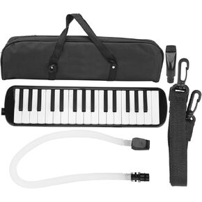 32 Key Melodica Talkbox Keyboard with Tube Wind Musical Instrument Air Piano Keyboard with Mouthpiece Mouth Piano Unusual Keytar Instrument for Kids(black melodica)