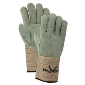 MAGID T373GK Top Gunn T373BK Premium Cow Split Full Leather-Rubberized Cuff, Standard, Grey (12 Pair)