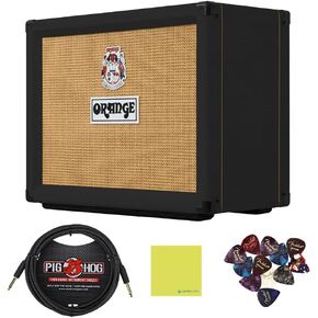 Orange Rocker 32 30W 2x10 Tube Guitar Combo Amplifier, Black Bundle w/Pig Hog “Black Woven" Instrument Cable, 12-Pack Guitar Picks & Liquid Audio Polishing Cloth