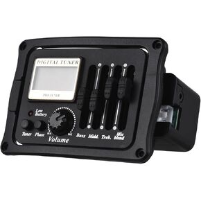 Acoustic Guitar Pickup Folk Classical Guitar Pickup EQ Plate Pickup Multi-color LCD Color Screen Built-in Microphone with Calibration for Wooden Guitar Instrument Accessories