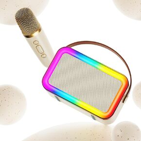 Mini Karaoke Machine for Kids, 2025 Latest Portable Bluetooth Speaker with 2 Wireless Microphones & LED Light for Girls Boys, Small Magic Sing Christmas Birthday Party Gifts Toys