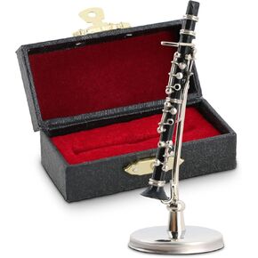 EASTROCK Miniature Clarinet Model, 2.3inches Clarinet Model Musical Instrument Model with Case for Musical Birthday Gift Ornament Dollhouse Home Decoration