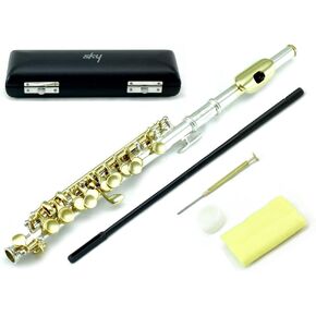 Sky(Paititi) Band Approved Piccolo Key of C with Hard Case, Cloth, Cleaning Rod, Joint Greasae and Screw Driver, Good Sound (Silver/Gold)