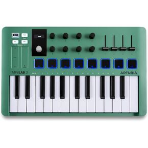 Arturia MiniLab 3 — Limited Edition Mint Green 25 Key USB MIDI Keyboard Controller With 8 Multi-Color Drum Pads, 8 Knobs and Music Production Software Included