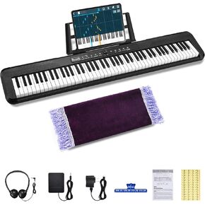 88 Key Digital Piano, Semi Weighted Electronic Keyboard Piano with Music Stand, Power Supply, Sustain Pedal, Bluetooth, MIDI, for Beginner Professional at Home, Stage