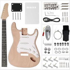 Ktaxon DIY Guitar Kit with Mahogany Body, Ebony Fingerboard and Maple Neck, 6 String DIY electric Guitar Kit with Unique Design, Easy Installation & Full Equipment to Build Your Own Guitar (Flame)