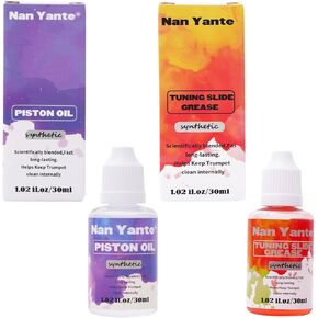 Premium Synthetic Tuning Slide Grease +Piston/Valve Oil for Trumpet, Trombone, French Horn, Tuba, Euphonium & other Brass Instruments,30ml (1.02 fl. Oz)/each bottle