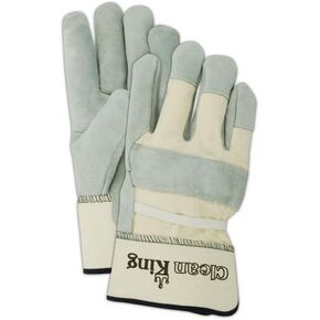 MAGID TB23E-M Clean King TB23E Select Cow Split Leather Palm w/PE Cuff, Medium, Gray (24 Pair)