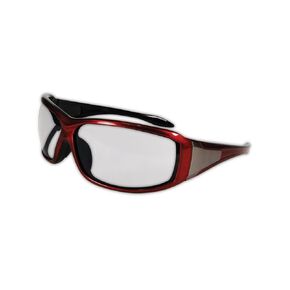 MAGID Anti Fog Safety Glasses with Wraparound Frame - Red Outside Black Inside with Metal-Like Inset and Clear Lens (12 Pair)