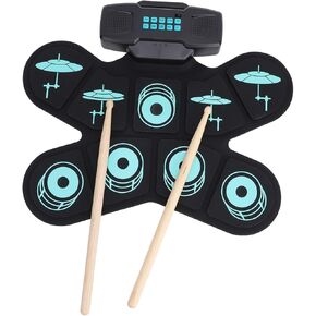 Electronic Drum Set, 9 Pads Roll Up Electric Drum Set, Practice Drum Pad Drum Kit with Headphone Jack, Built in Speaker Digital Drum Pedals Drum Sticks, Holiday Birthday Gifts