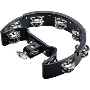 Mounted Tambourine,Drum Set Tambourine with Mounting Eye Bolt,Hi Hat Tambourine,Mountable Tambourine (8 double rows of jingles, Black)