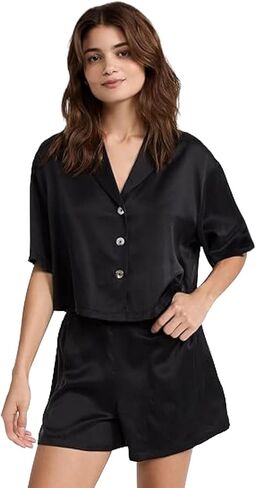 مجموعة شورت Lunya للسيدات من الحرير القابل للغسل بأزرار in Kuwait