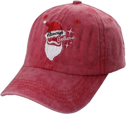 HHNLB Funny Christmas Hats for Men Women, Santa Always Believe Gifts, Adjustable Embroidered Merry Xmas Holiday Baseball Cap in Saudi Arabia