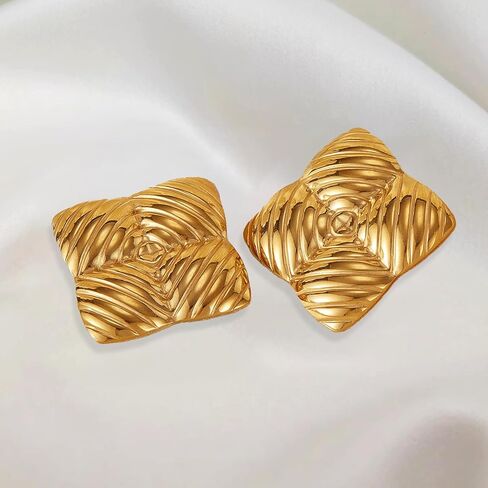 Chunky Gold Earrings for Women-Non Tarnish Gold Earrings Irregular Chunky 14K Gold Earrings Trendy Fashion Gold Jewelry Gifts in Saudi Arabia
