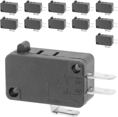 12-Pack Micro Limit Switch, Momentary Snap-in Micro Switch, 16A 125/250V AC, 12V DC SPDT 3Pin 1NO/1NC Limit Switch for Microwave Oven Door Freezer Arcade, KW7 in Saudi Arabia