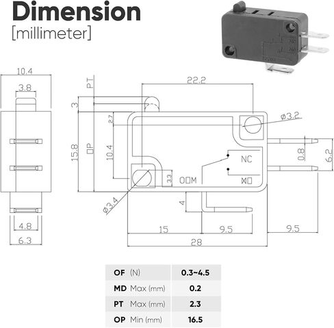 12-Pack Micro Limit Switch, Momentary Snap-in Micro Switch, 16A 125/250V AC, 12V DC SPDT 3Pin 1NO/1NC Limit Switch for Microwave Oven Door Freezer Arcade, KW7 in Saudi Arabia
