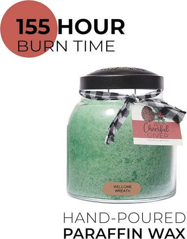 مُعطي مبهج - إكليل الترحيب - وعاء شموع معطرة بغطاء بوزن 34oz بابا - حراس الضوء - 155 ساعة من وقت الحرق، هدية للنساء، أخضر in Kuwait