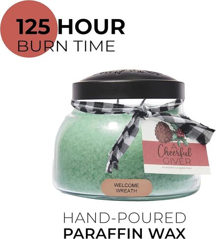 مُعطي مبهج - إكليل الترحيب - وعاء شموع معطرة بغطاء بوزن 34oz بابا - حراس الضوء - 155 ساعة من وقت الحرق، هدية للنساء، أخضر in Kuwait
