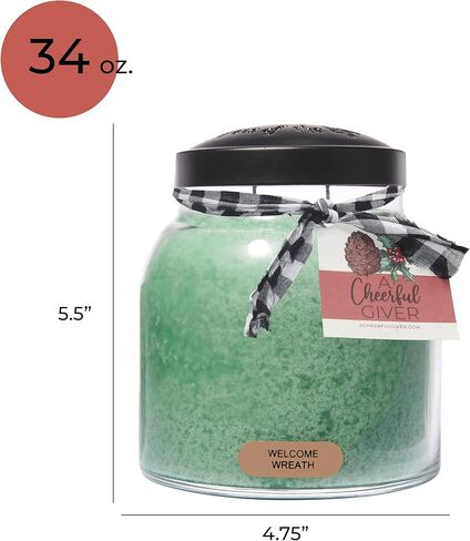 مُعطي مبهج - إكليل الترحيب - وعاء شموع معطرة بغطاء بوزن 34oz بابا - حراس الضوء - 155 ساعة من وقت الحرق، هدية للنساء، أخضر in Kuwait