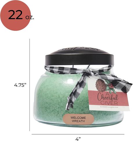 مُعطي مبهج - إكليل الترحيب - وعاء شموع معطرة بغطاء بوزن 34oz بابا - حراس الضوء - 155 ساعة من وقت الحرق، هدية للنساء، أخضر in Kuwait
