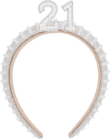 WHAVEL 40th Birthday Decorations for Her, Pearl Birthday Headband 40 Birthday Crown 40th Birthday Gifts Birthday Crown Happy Birthday Accessories for Women in Kuwait