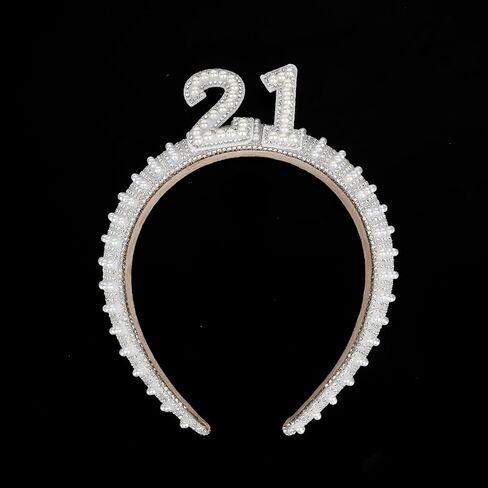 WHAVEL 40th Birthday Decorations for Her, Pearl Birthday Headband 40 Birthday Crown 40th Birthday Gifts Birthday Crown Happy Birthday Accessories for Women in Kuwait