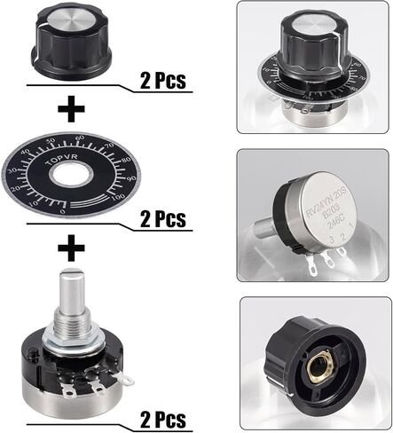 RV24YN20S B104 100K Potentiometer 100000 Ohm Single Turn Rotary Film Carbon Potentometers wtih 2pcs A03 Knob and 2pcs Dials (Pack of 6Pcs) in Saudi Arabia
