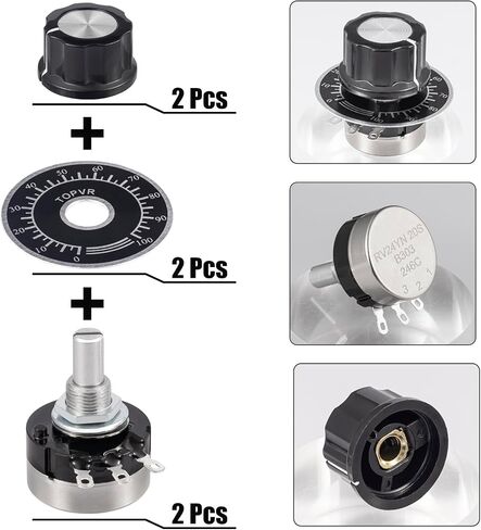 RV24YN20S B104 100K Potentiometer 100000 Ohm Single Turn Rotary Film Carbon Potentometers wtih 2pcs A03 Knob and 2pcs Dials (Pack of 6Pcs) in Saudi Arabia