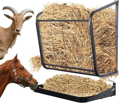 Nisorpa Hay Rack, Hay Feeder Rack for Horses Goats Sheep Wall Mounted Horse Feed Bucket Large Capacity Hay Feeder Rack for Livestock Cattle Horse Goat Sheep Camel Donkey (24.8" W x 23.2" H x 11.4" D) in Saudi Arabia