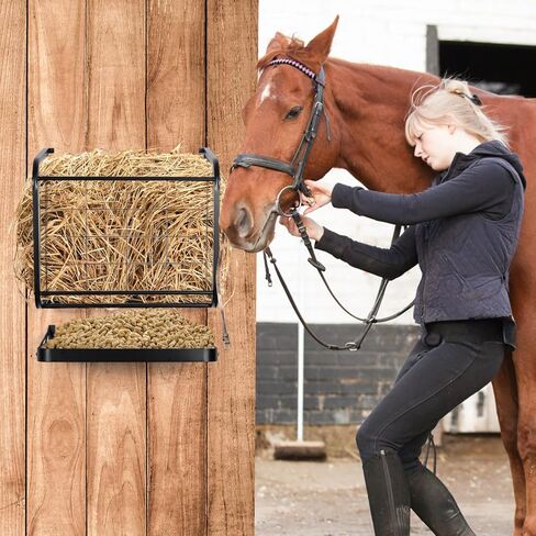 Nisorpa Hay Rack, Hay Feeder Rack for Horses Goats Sheep Wall Mounted Horse Feed Bucket Large Capacity Hay Feeder Rack for Livestock Cattle Horse Goat Sheep Camel Donkey (24.8" W x 23.2" H x 11.4" D) in Saudi Arabia