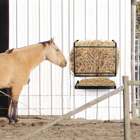 Nisorpa Hay Rack, Hay Feeder Rack for Horses Goats Sheep Wall Mounted Horse Feed Bucket Large Capacity Hay Feeder Rack for Livestock Cattle Horse Goat Sheep Camel Donkey (24.8" W x 23.2" H x 11.4" D) in Saudi Arabia